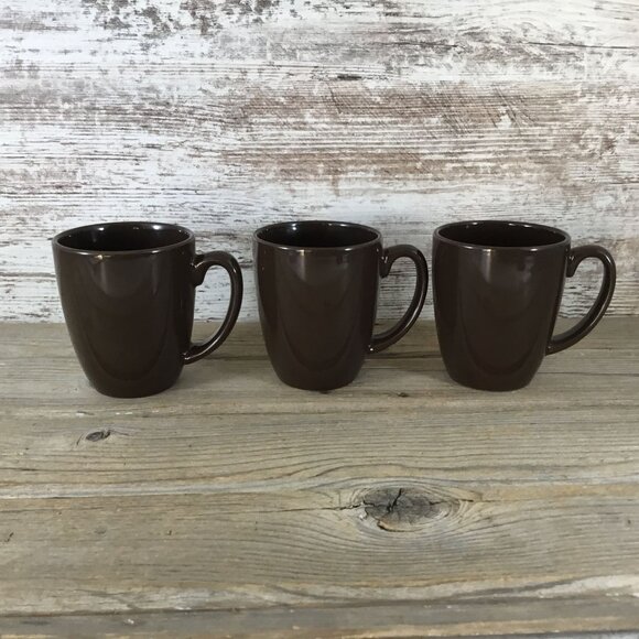 Set of 3 Corelle Coordinates Stoneware Mugs Brown 4" - Picture 5 of 9